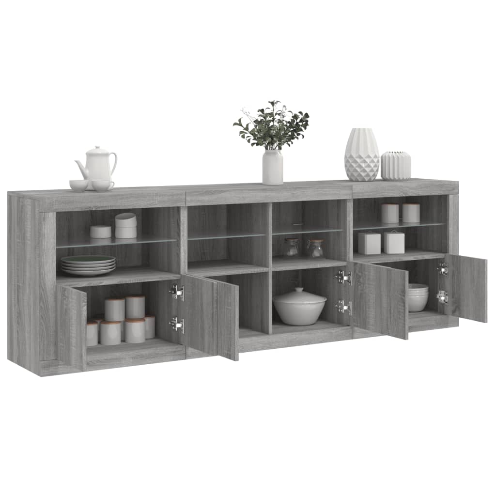 Skänk Med Led-Belysning Sonoma-Ek 202X37X67 Cm