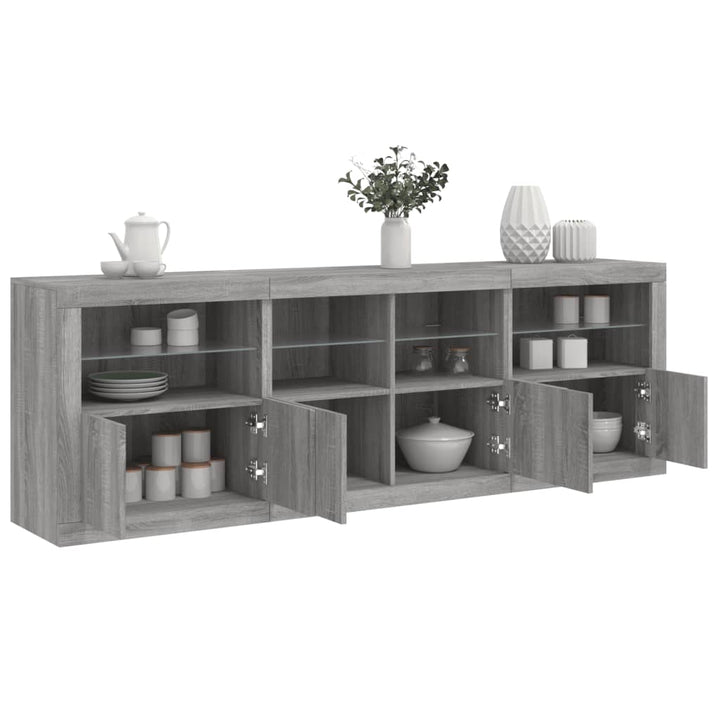 Skänk Med Led-Belysning Sonoma-Ek 202X37X67 Cm