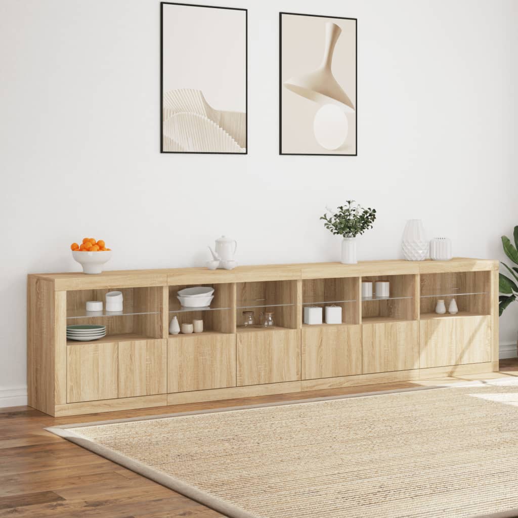 Skänk Med Led-Belysning Sonoma-Ek 283X37X67 Cm