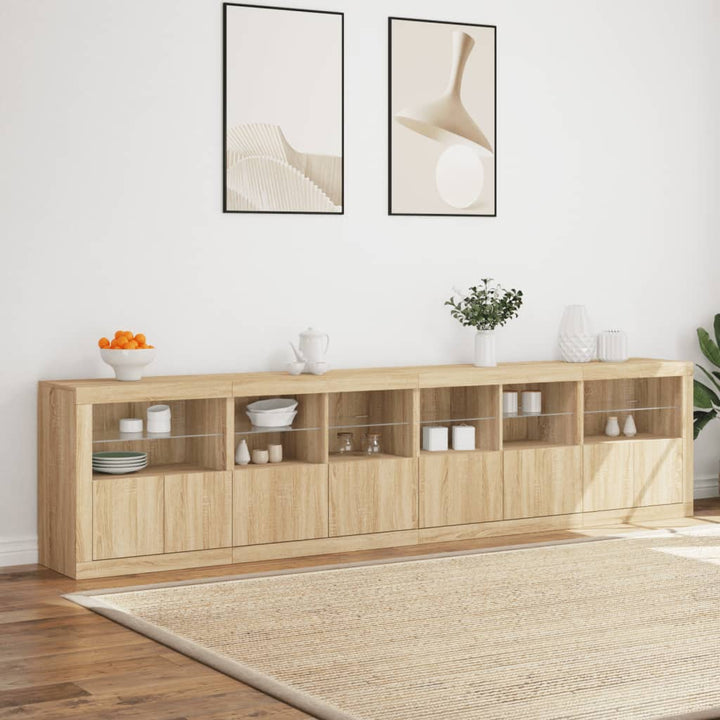 Skänk Med Led-Belysning Sonoma-Ek 283X37X67 Cm