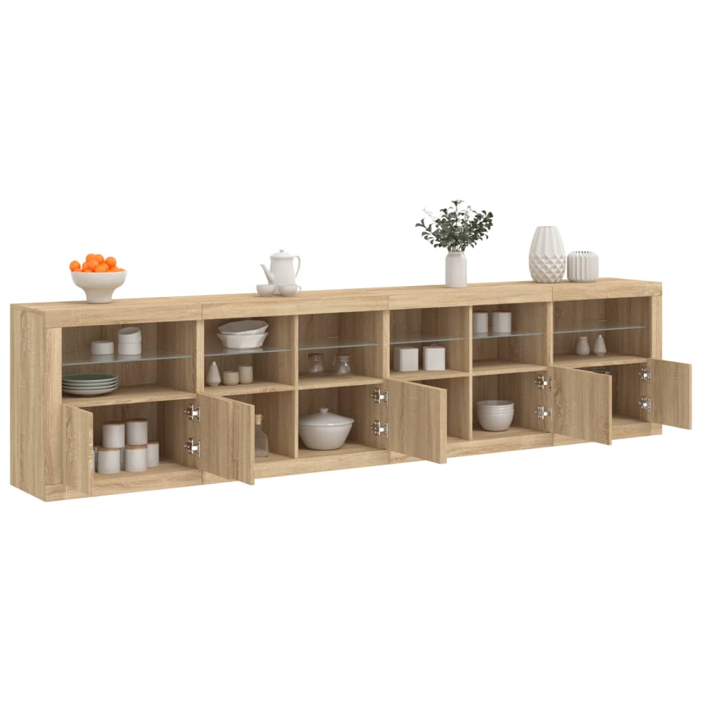 Skänk Med Led-Belysning Sonoma-Ek 283X37X67 Cm