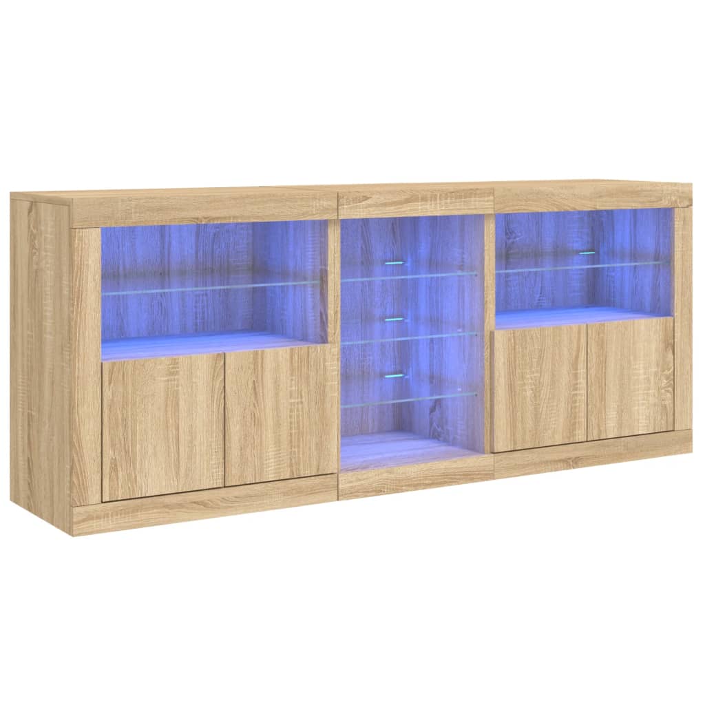 Skänk Med Led-Belysning Sonoma-Ek 162X37X67 Cm