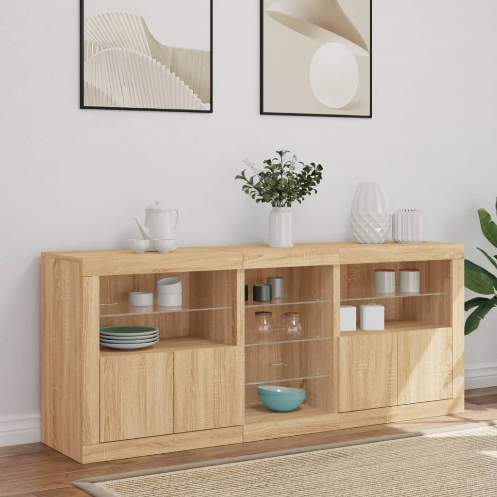 Skänk Med Led-Belysning Sonoma-Ek 162X37X67 Cm