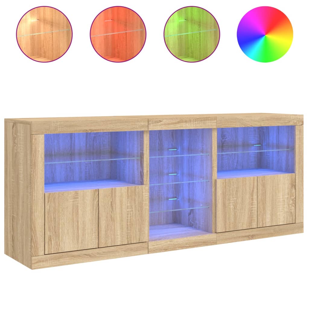 Skänk Med Led-Belysning Sonoma-Ek 162X37X67 Cm