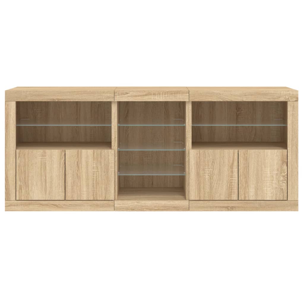 Skänk Med Led-Belysning Sonoma-Ek 162X37X67 Cm