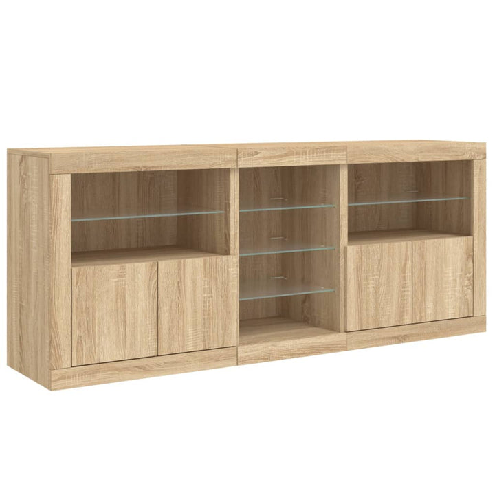 Skänk Med Led-Belysning Sonoma-Ek 181,5X37X67 Cm
