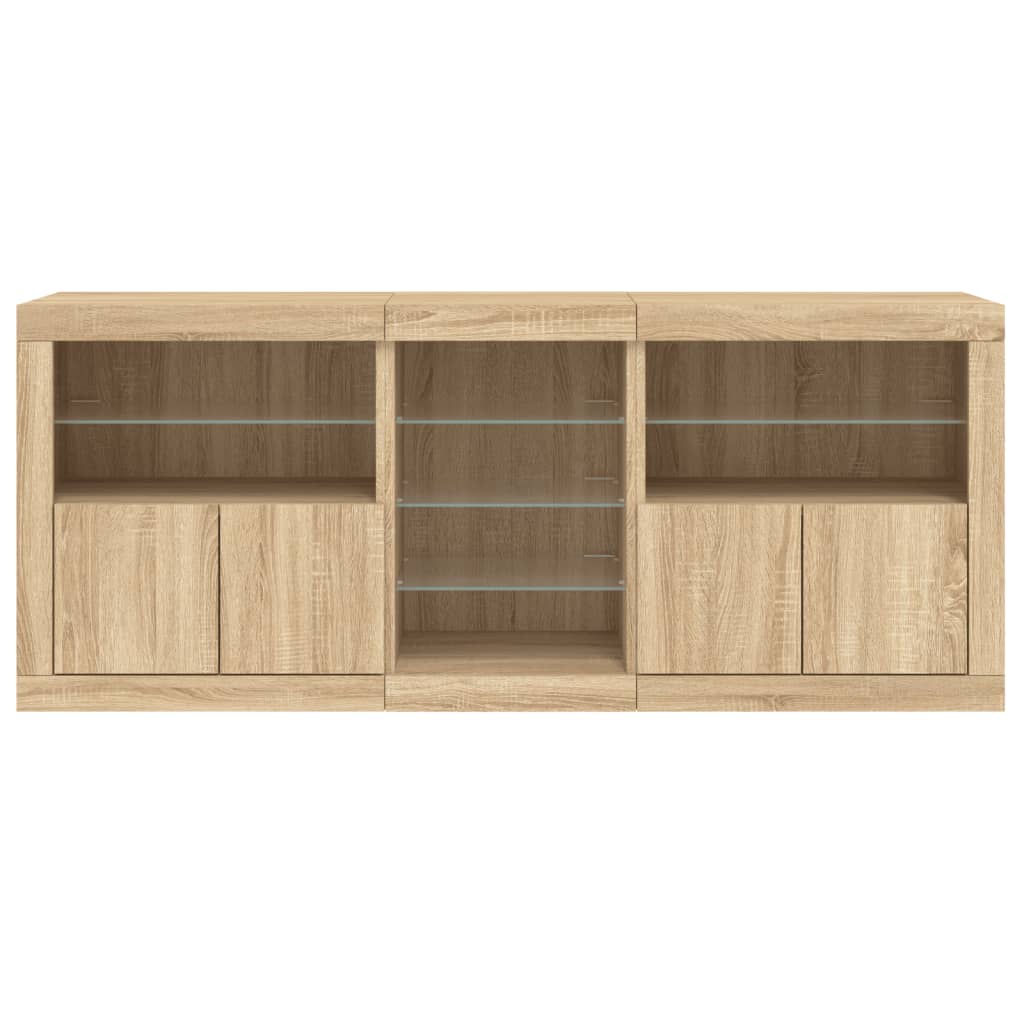 Skänk Med Led-Belysning Sonoma-Ek 181,5X37X67 Cm