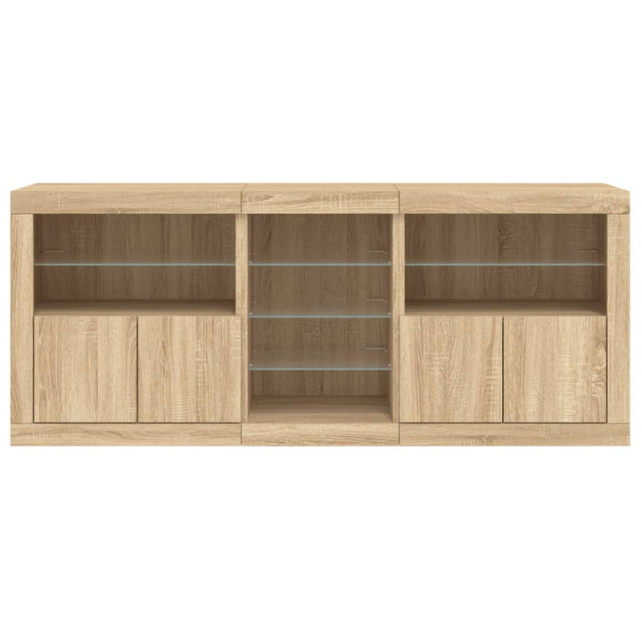 Skänk Med Led-Belysning Sonoma-Ek 181,5X37X67 Cm