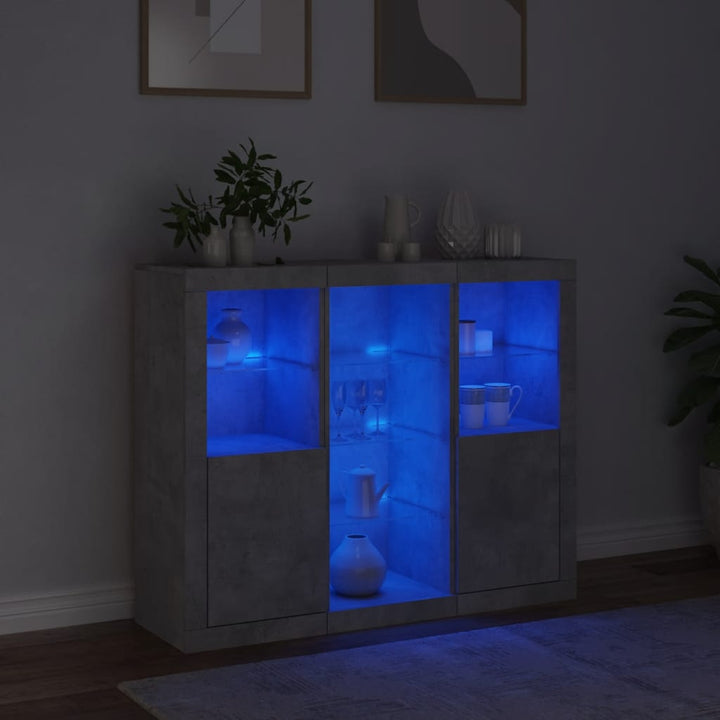 Skänkar Med Led-Belysning 3 St Konstruerat Trä