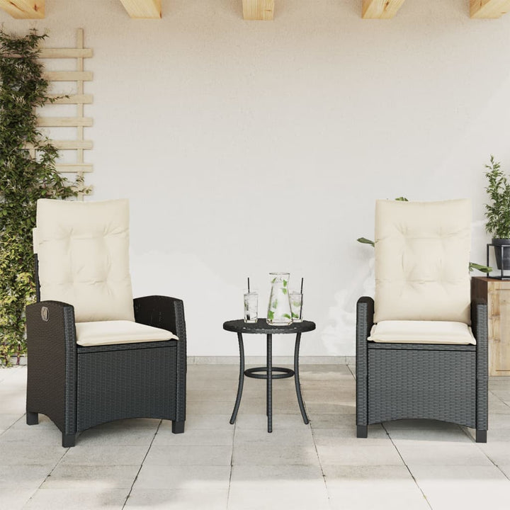 Caféset Med Dynor 3 Delar Svart Konstrotting