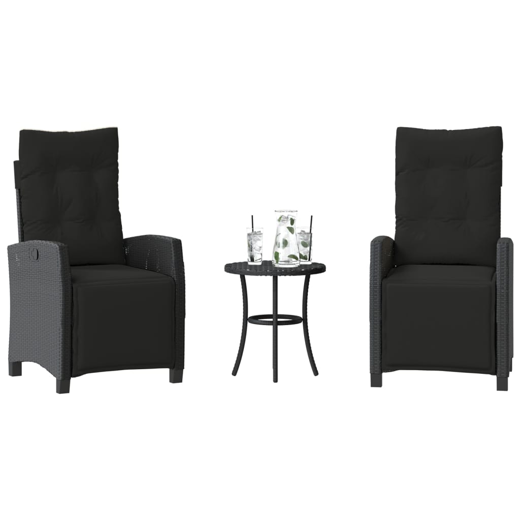 Caféset Med Dynor 3 Delar Svart Konstrotting