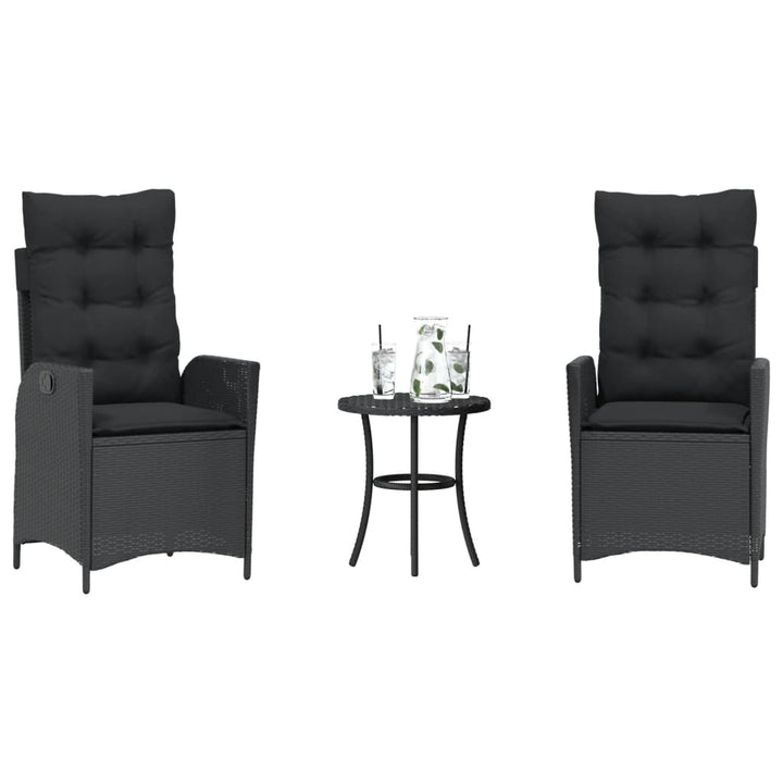 Caféset Med Dynor 3 Delar Svart Konstrotting