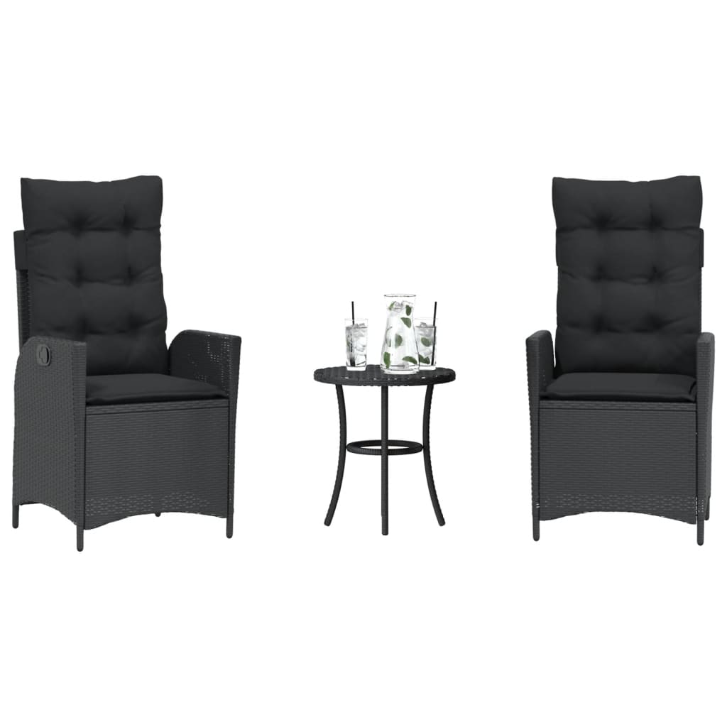 Caféset Med Dynor 3 Delar Svart Konstrotting