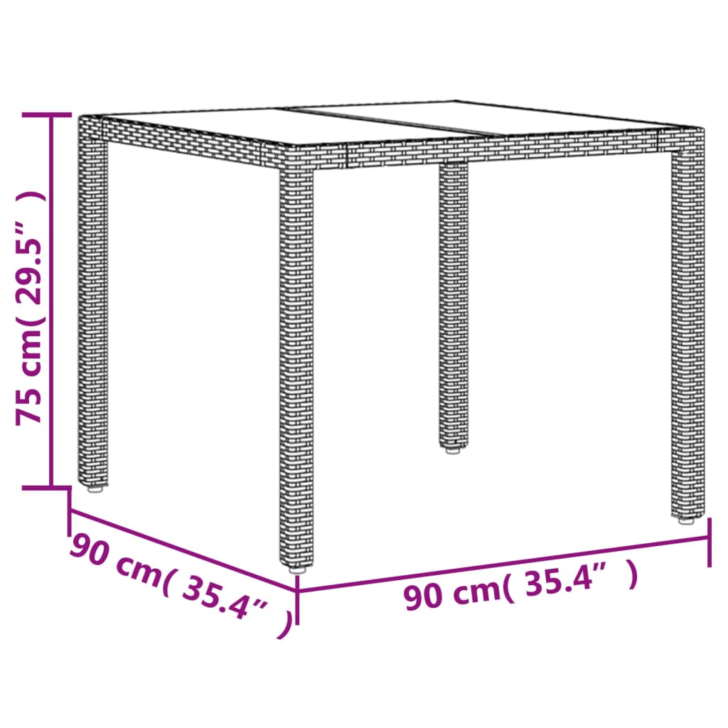 Trädgårdsbord Med Glasskiva 90X90X75 Cm Konstrotting