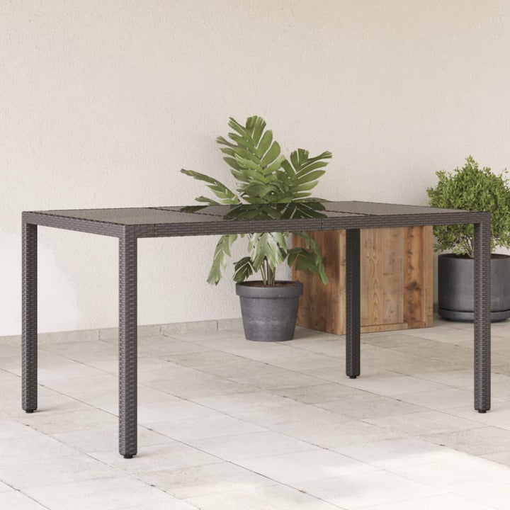 Trädgårdsbord 150X90X75 Cm Härdat Glas Och Konstrotting