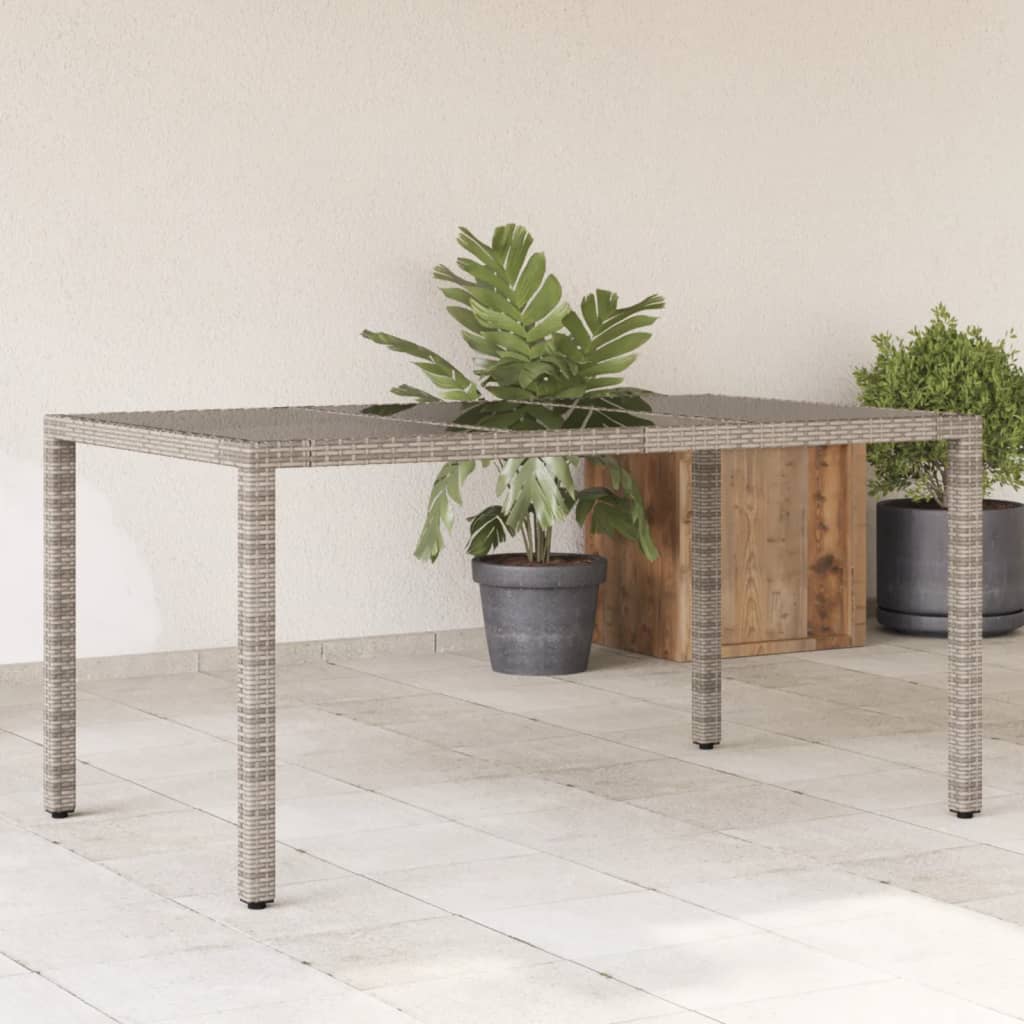 Trädgårdsbord 150X90X75 Cm Härdat Glas Och Konstrotting