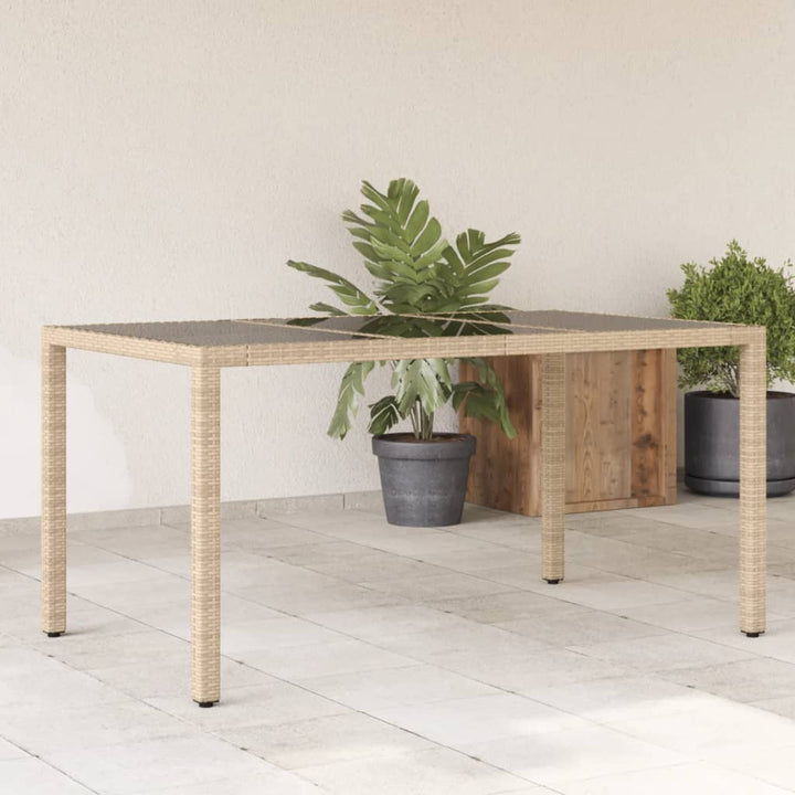 Trädgårdsbord 150X90X75 Cm Härdat Glas Och Konstrotting
