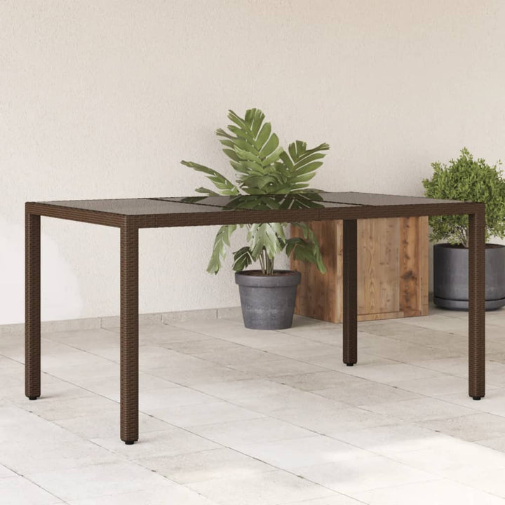 Trädgårdsbord 150X90X75 Cm Härdat Glas Och Konstrotting