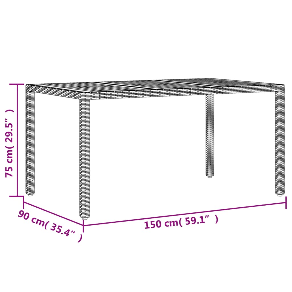 Trädgårdsbord Med Akaciaträ 150X90X75 Cm Konstrotting