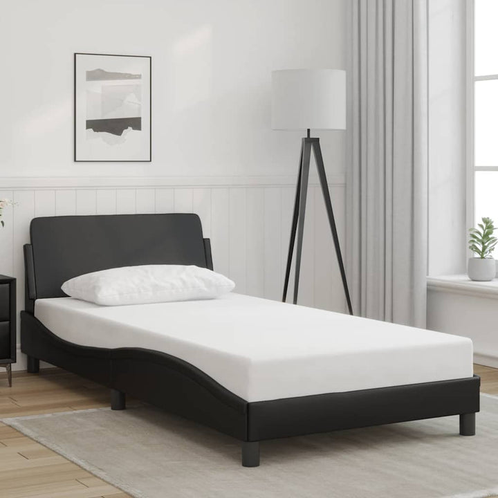 Bed Frame &amp;quot;Dover&amp;quot; Black And White Faux Leather