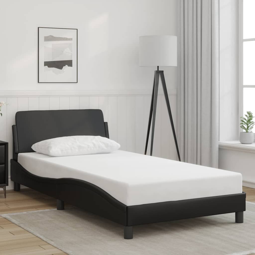 Bed Frame &amp;quot;Dover&amp;quot; Black And White Faux Leather