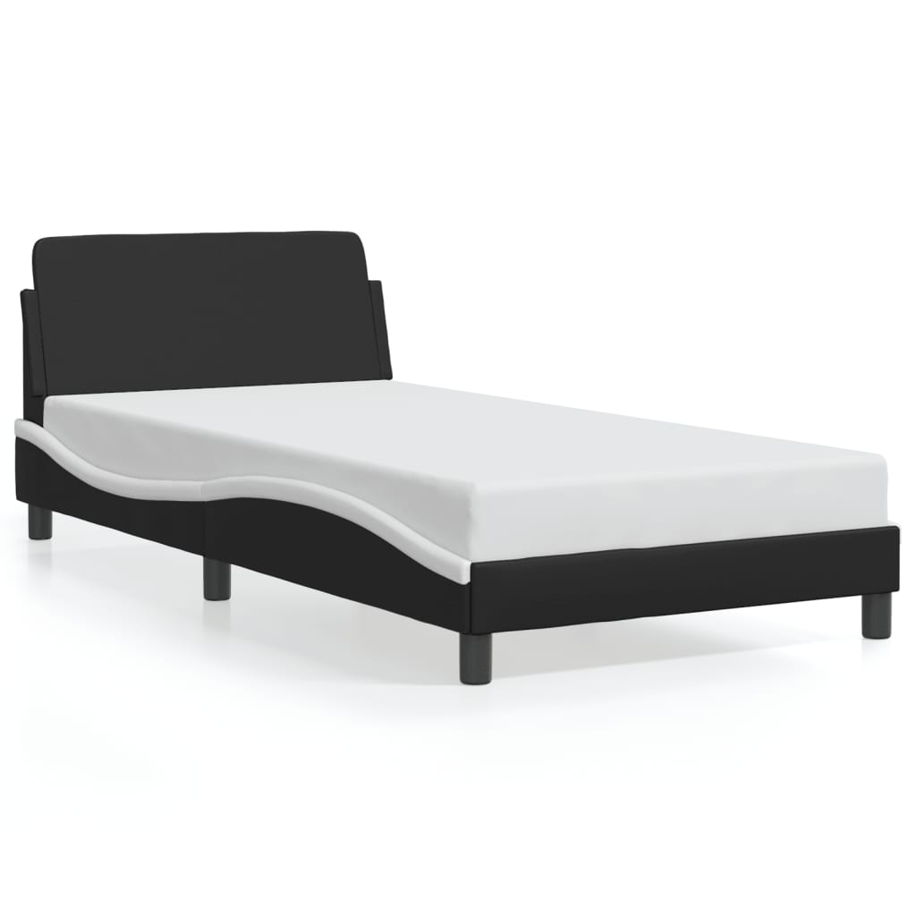 Bed Frame "Dover" Black And White Faux Leather