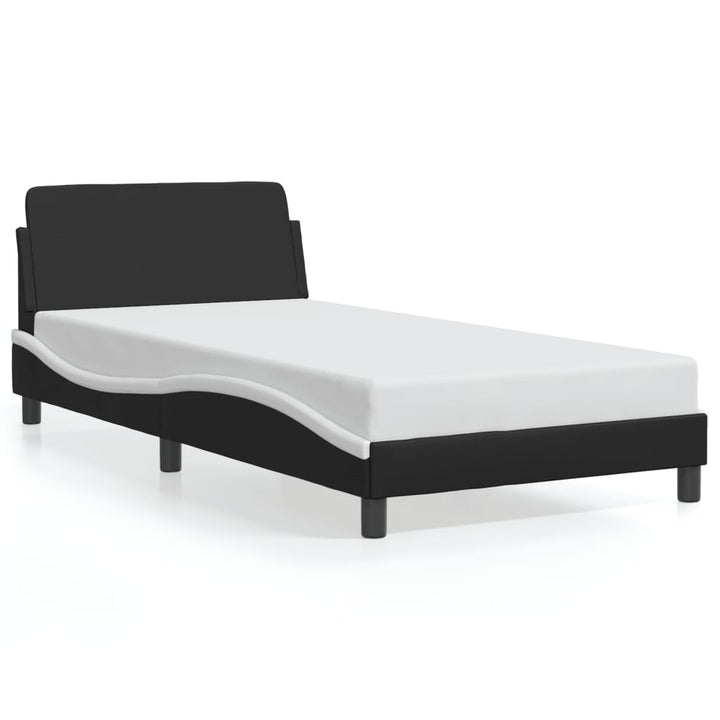 Bed Frame &amp;quot;Dover&amp;quot; Black And White Faux Leather