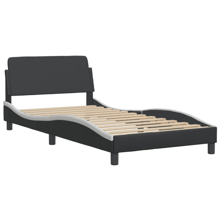 Bed Frame &amp;quot;Dover&amp;quot; Black And White Faux Leather