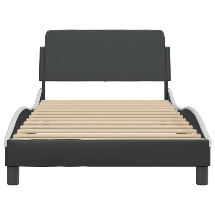 Bed Frame &amp;quot;Dover&amp;quot; Black And White Faux Leather