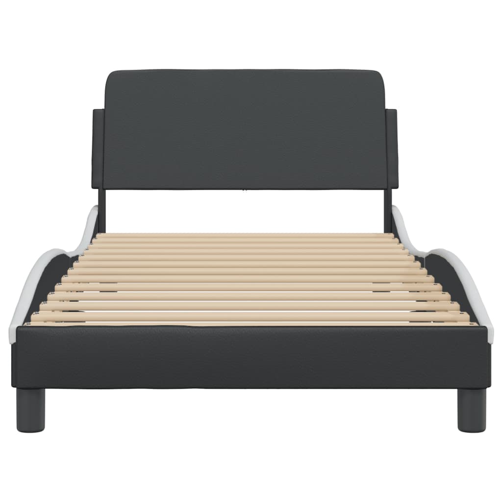 Bed Frame &amp;quot;Dover&amp;quot; Black And White Faux Leather