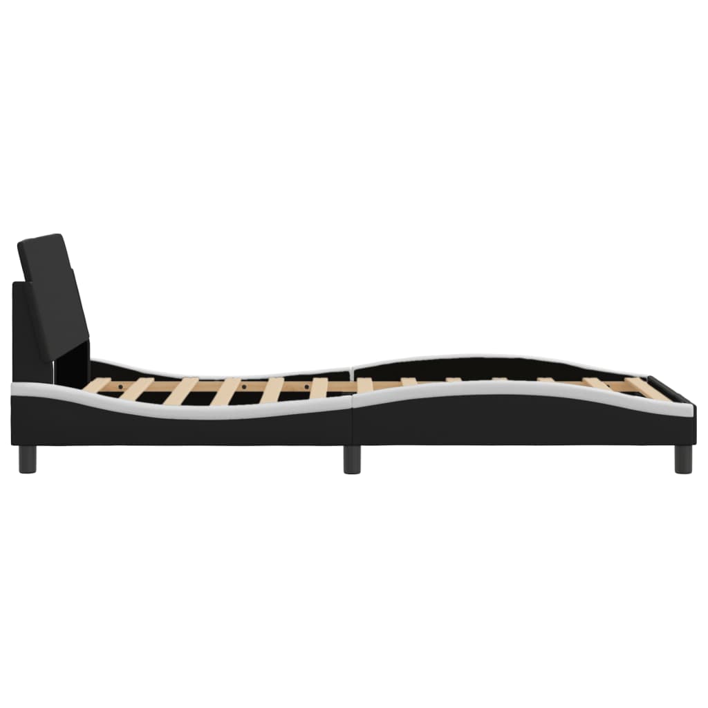 Bed Frame &amp;quot;Dover&amp;quot; Black And White Faux Leather