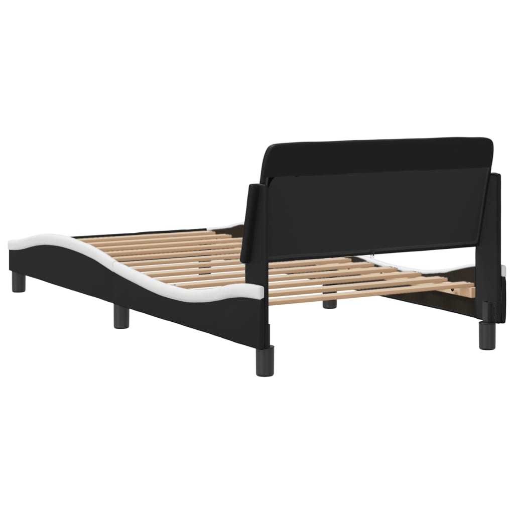 Bed Frame &amp;quot;Dover&amp;quot; Black And White Faux Leather