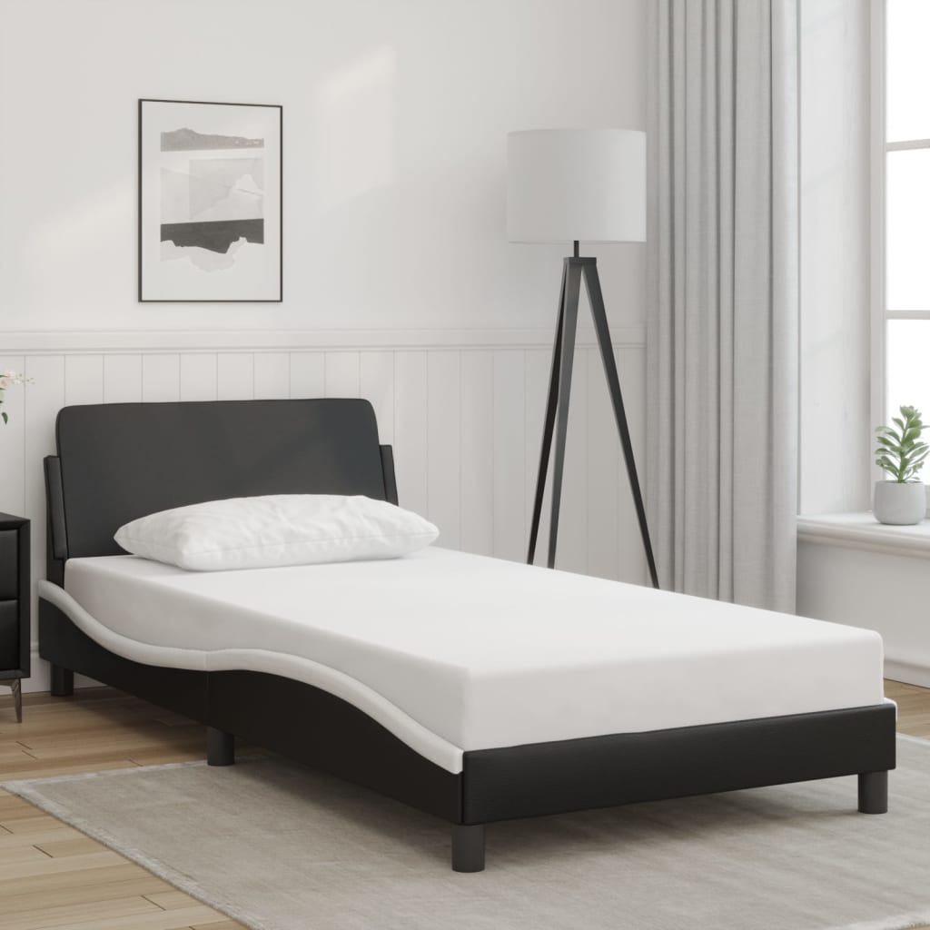 Bed Frame "Dover" Black And White Faux Leather