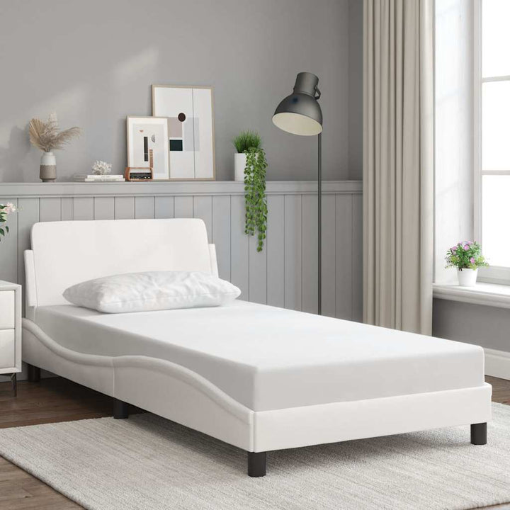 Bed Frame &amp;quot;Dover&amp;quot; Black And White Faux Leather