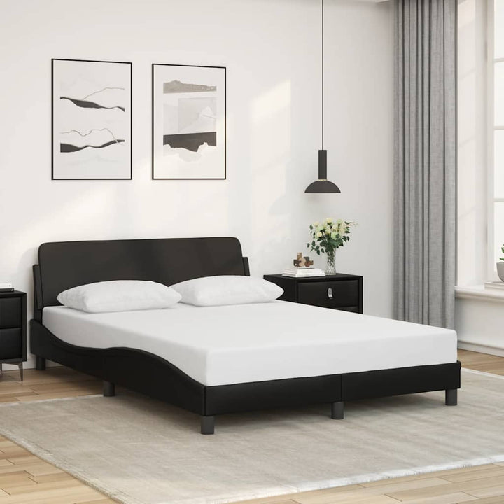 Bed Frame &amp;quot;Dover&amp;quot; Black And White Faux Leather