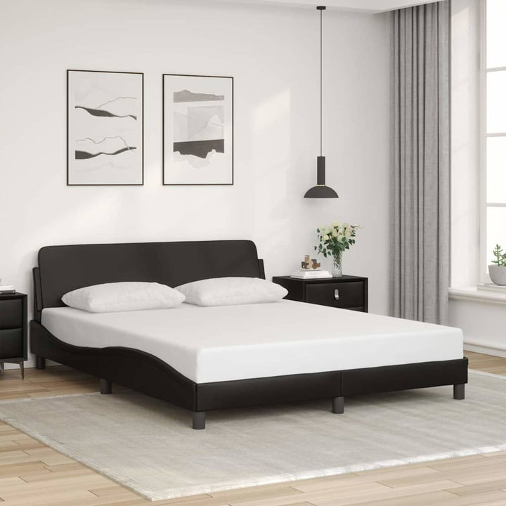 Bed Frame &amp;quot;Dover&amp;quot; Black And White Faux Leather