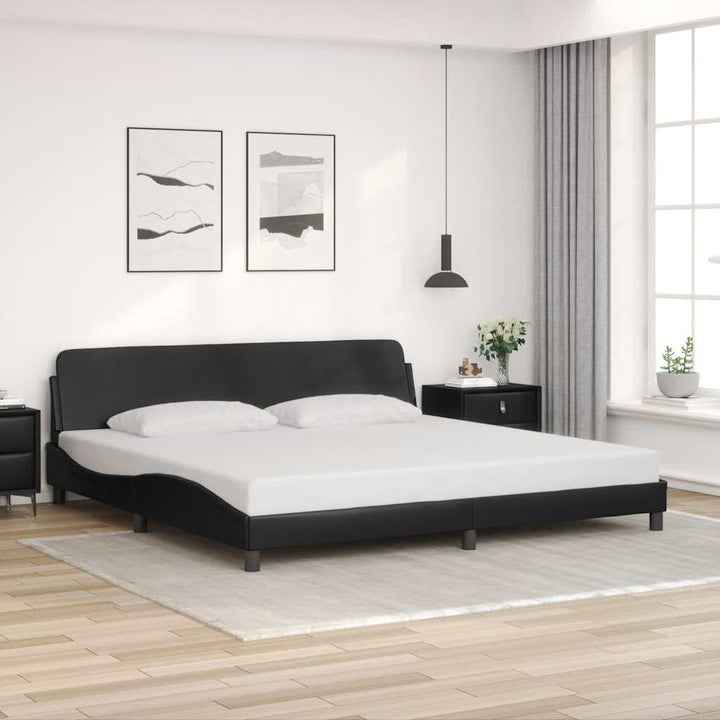 Bed Frame &amp;quot;Dover&amp;quot; Black And White Faux Leather