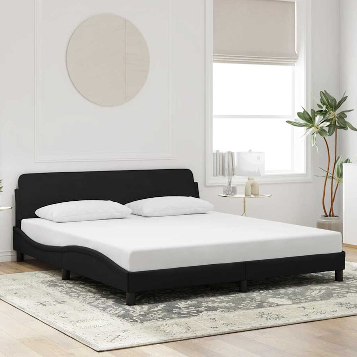 Bed Frame &amp;quot;Dover&amp;quot; Black And White Faux Leather