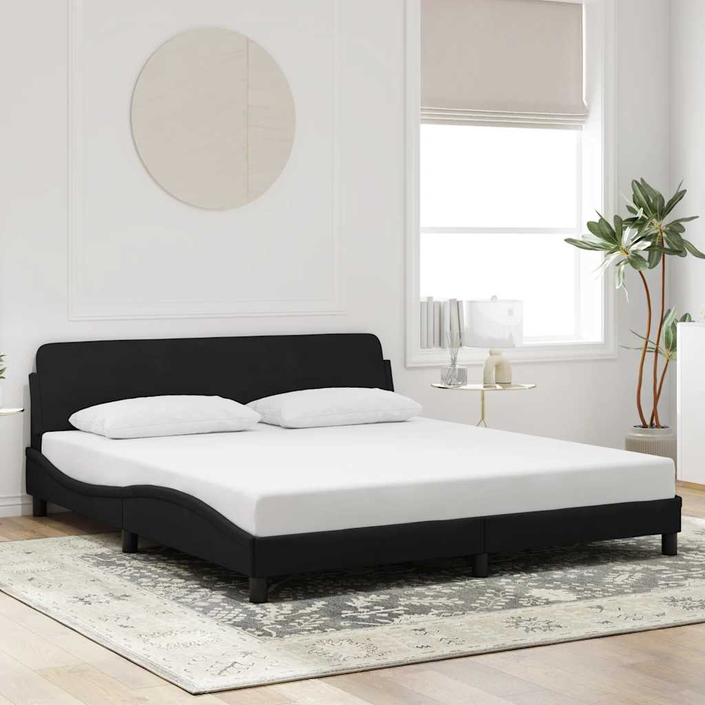 Bed Frame &amp;quot;Dover&amp;quot; Black And White Faux Leather