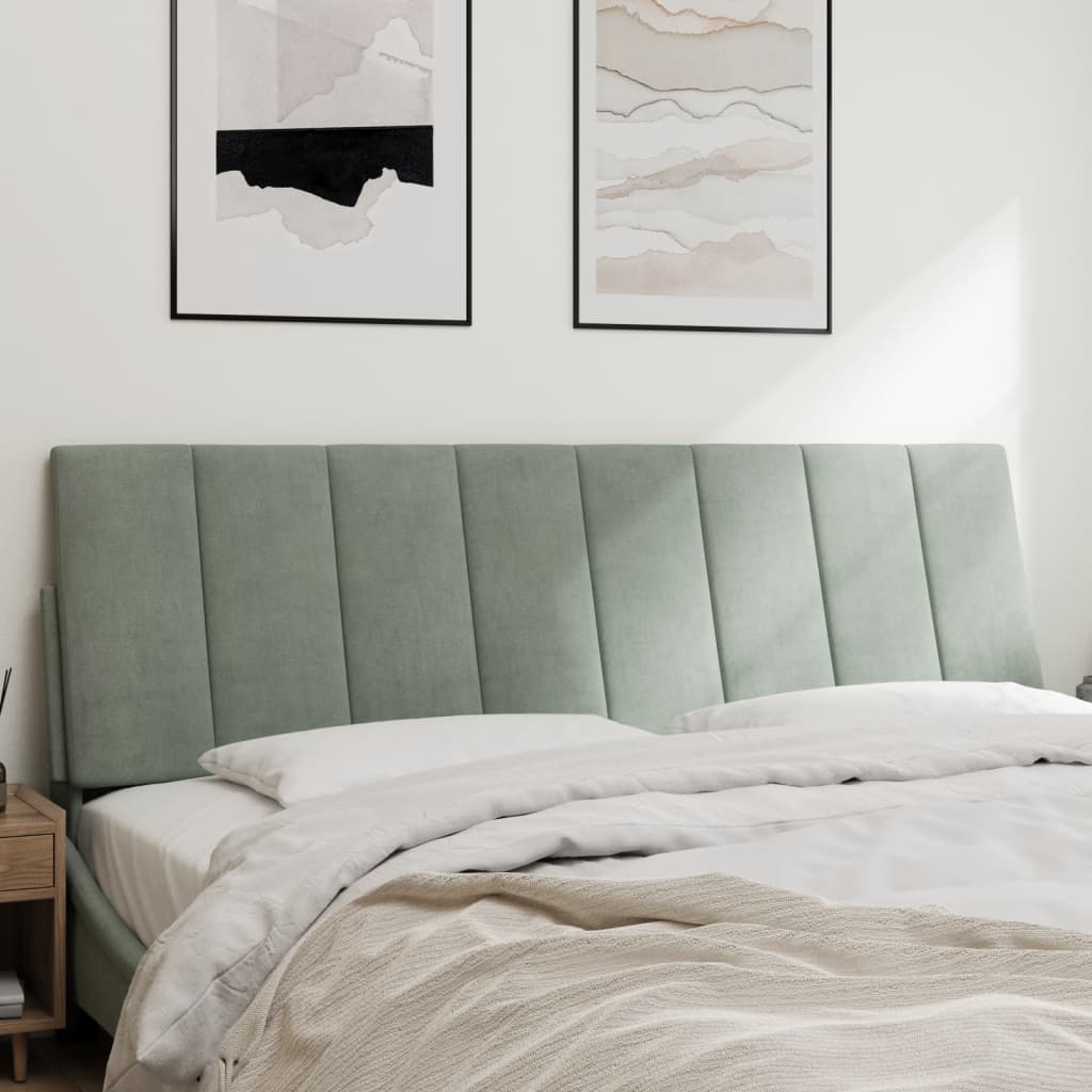 Headboard Cushion &amp;quot;Hanko&amp;quot; Light Grey Velvet