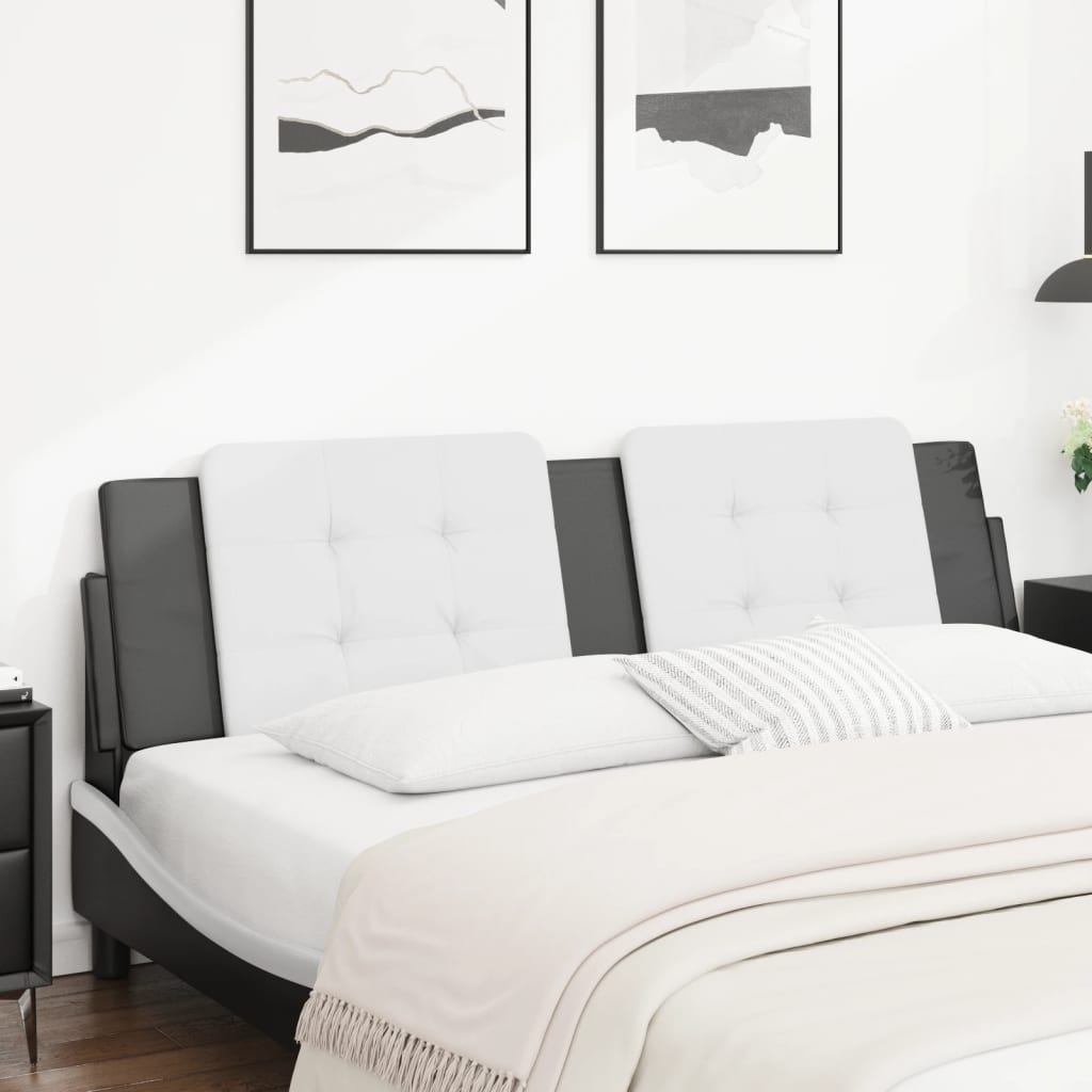 Headboard Cushion "Zadar" White And Black Faux Leather
