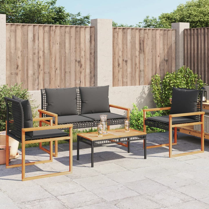 Loungegrupp För Trädgården Med Dynor 4 Delar Konstrotting