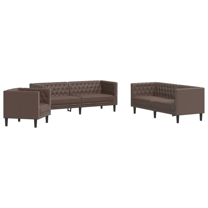 Soffgrupp Chesterfield 3 Delar Konstläder