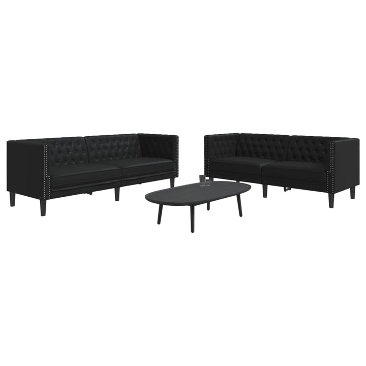 Soffgrupp Chesterfield 2 Delar Brun Konstläder