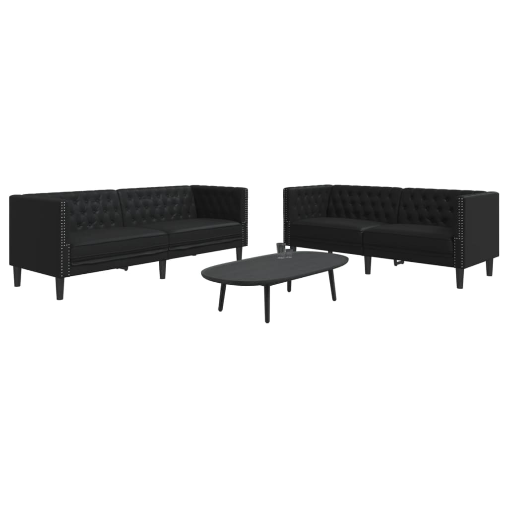 Soffgrupp Chesterfield 3 Delar Konstläder
