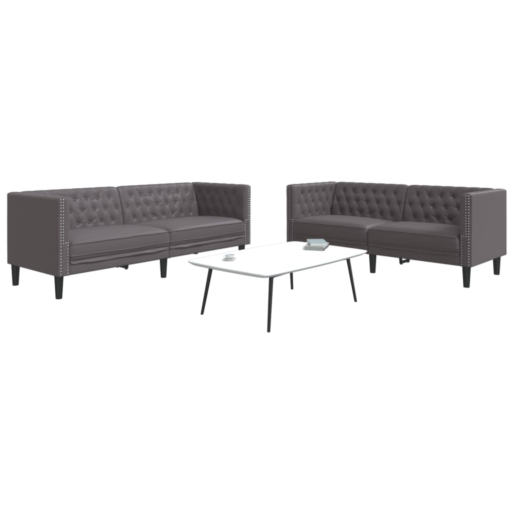 Soffgrupp Chesterfield 3 Delar Konstläder