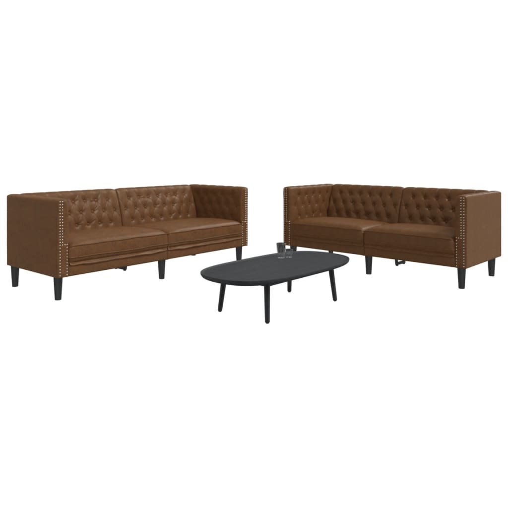 Soffgrupp Chesterfield 3 Delar Konstläder