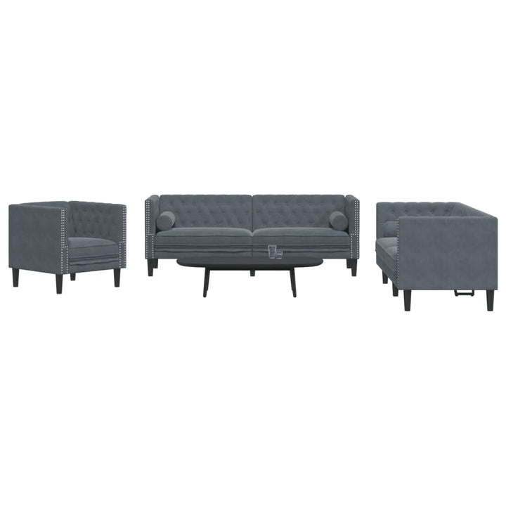Soffgrupp Chesterfield 2 Delar Bolsterkuddar Sammet