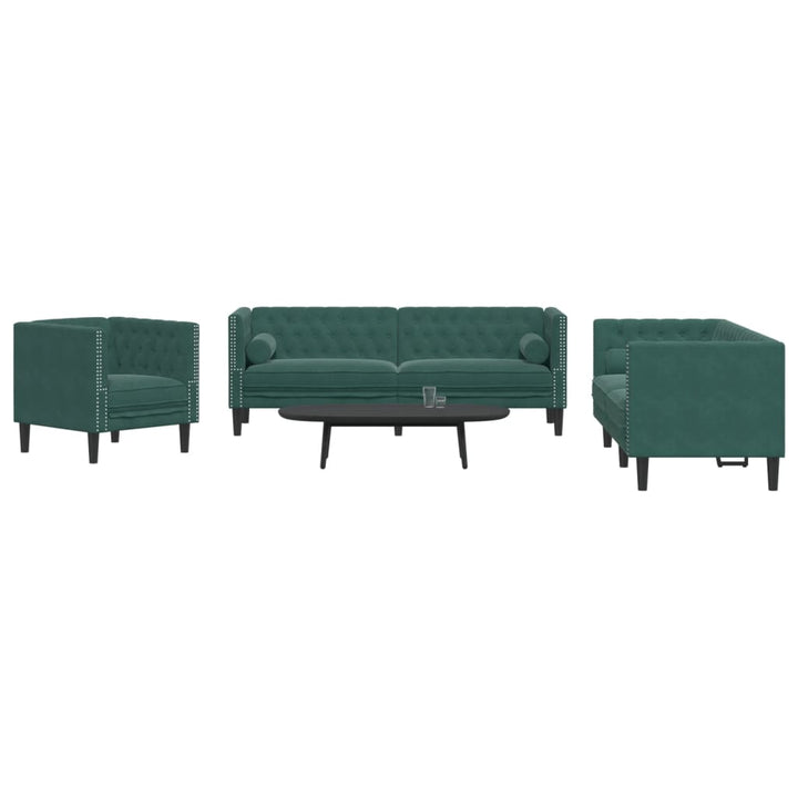 Soffgrupp Chesterfield 2 Delar Bolsterkuddar Sammet