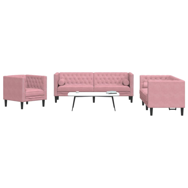 Soffgrupp Chesterfield 2 Delar Bolsterkuddar Sammet